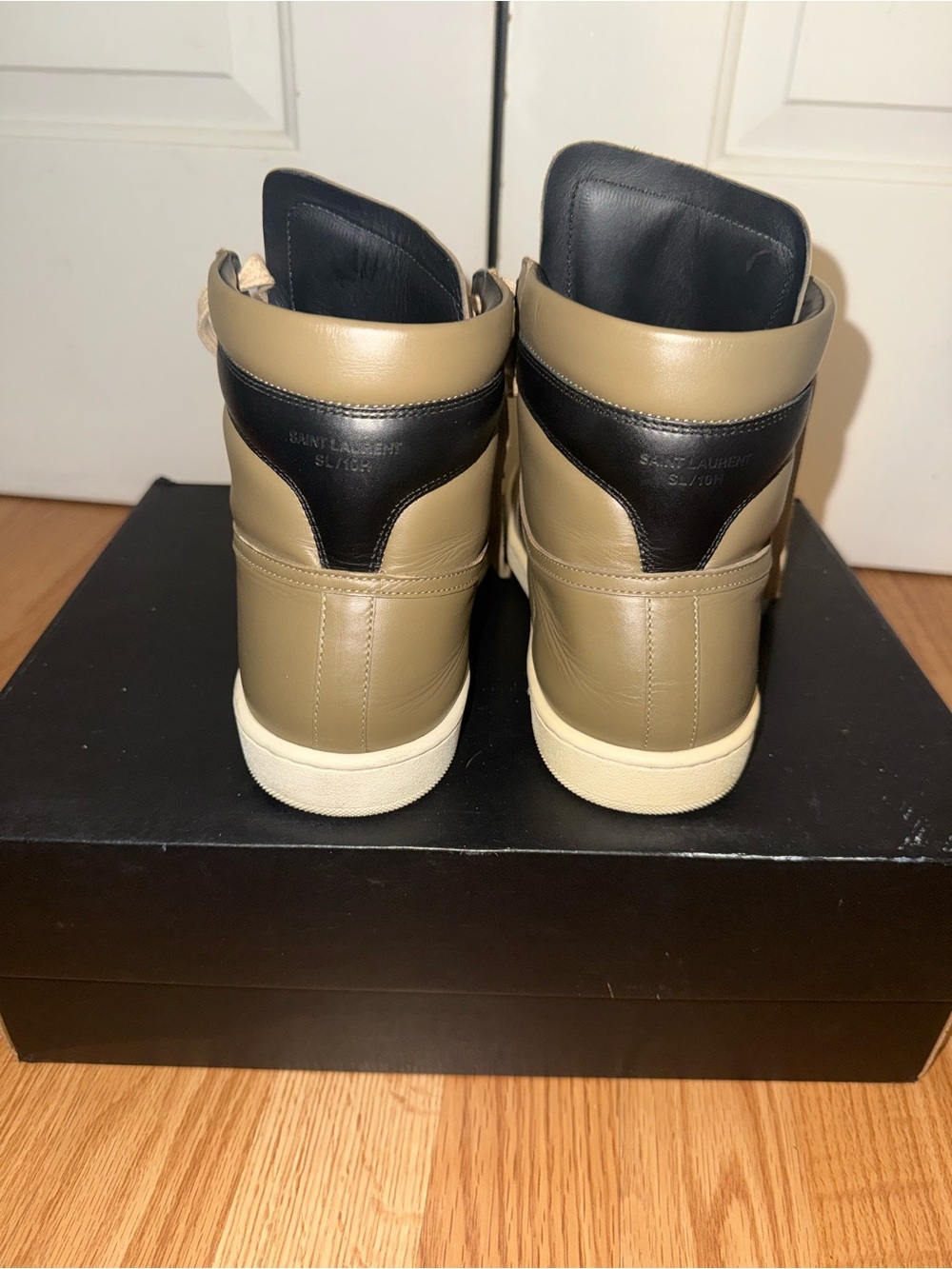 Saint Laurent High Top trainers in khaki and black SL/100H - Picture 4 of 5